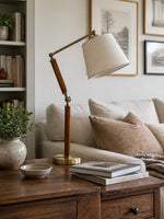 Charger l'image dans la visionneuse de galerie, Lampe de table réglable en bois massif avec abat-jour en tissu, pour bureau, table de chevet et coin lecture