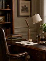 Charger l'image dans la visionneuse de galerie, Lampe de table réglable en bois massif avec abat-jour en tissu, pour bureau, table de chevet et coin lecture