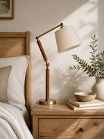 Charger l'image dans la visionneuse de galerie, Lampe de table réglable en bois massif avec abat-jour en tissu, pour bureau, table de chevet et coin lecture