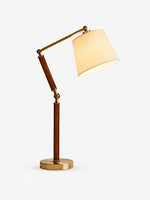 Charger l'image dans la visionneuse de galerie, Lampe de table réglable en bois massif avec abat-jour en tissu, pour bureau, table de chevet et coin lecture