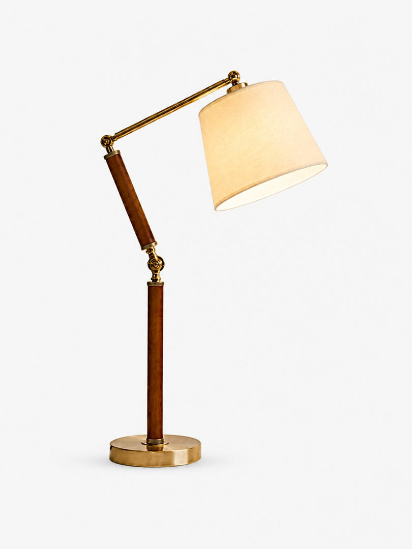 Lampe de table réglable en bois massif avec abat-jour en tissu, pour bureau, table de chevet et coin lecture