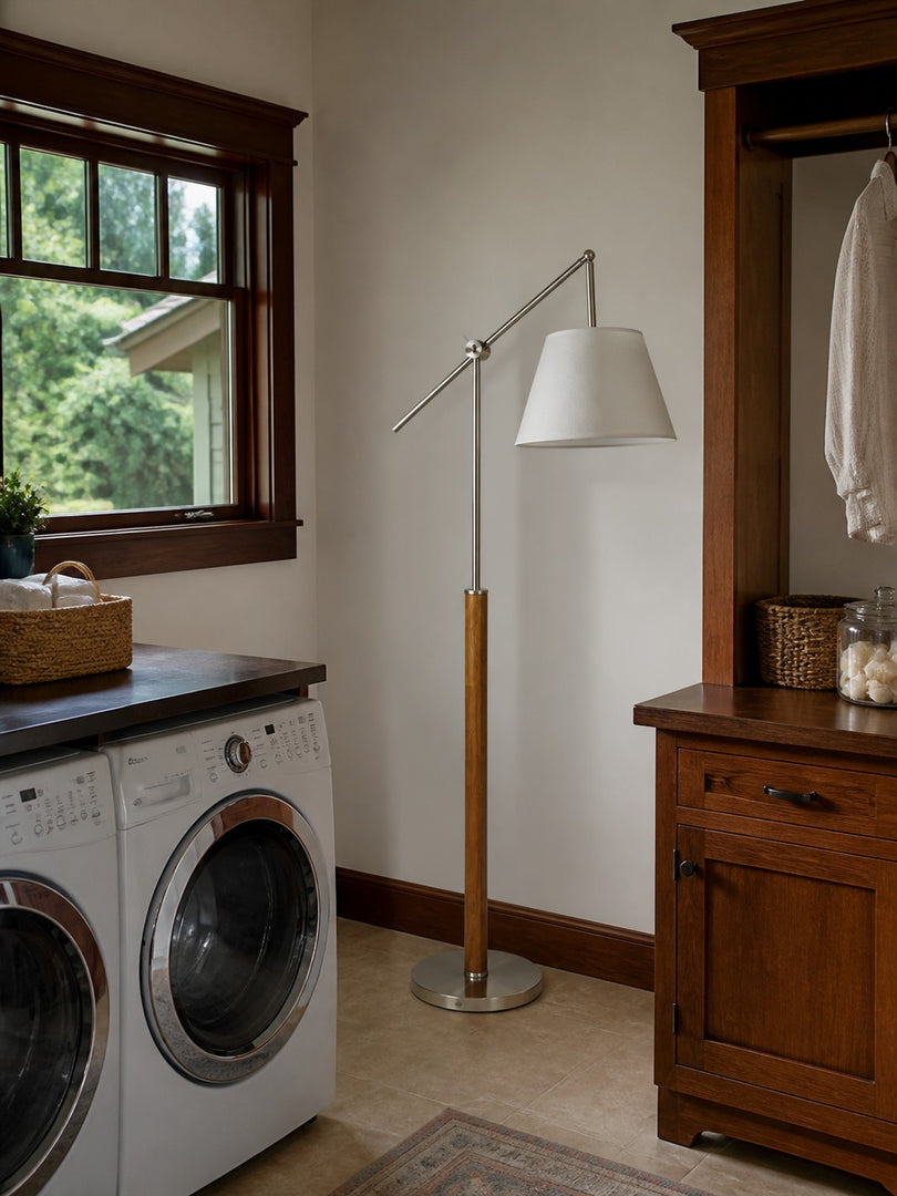 Vintage Schwenkarm Stoff Stehlampe