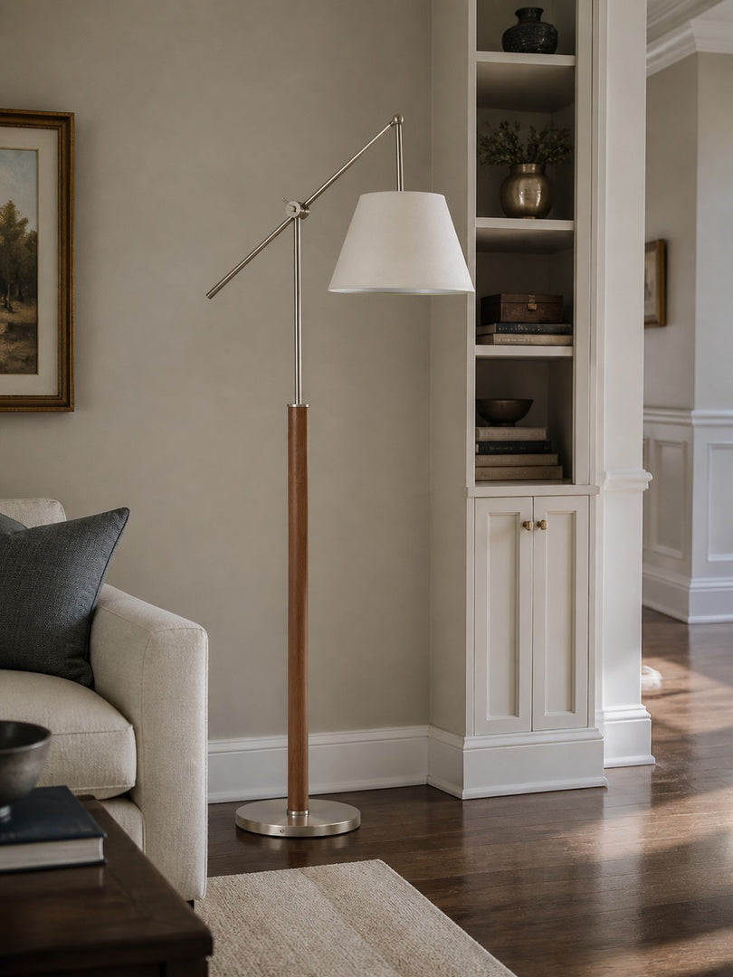 Vintage Schwenkarm Stoff Stehlampe