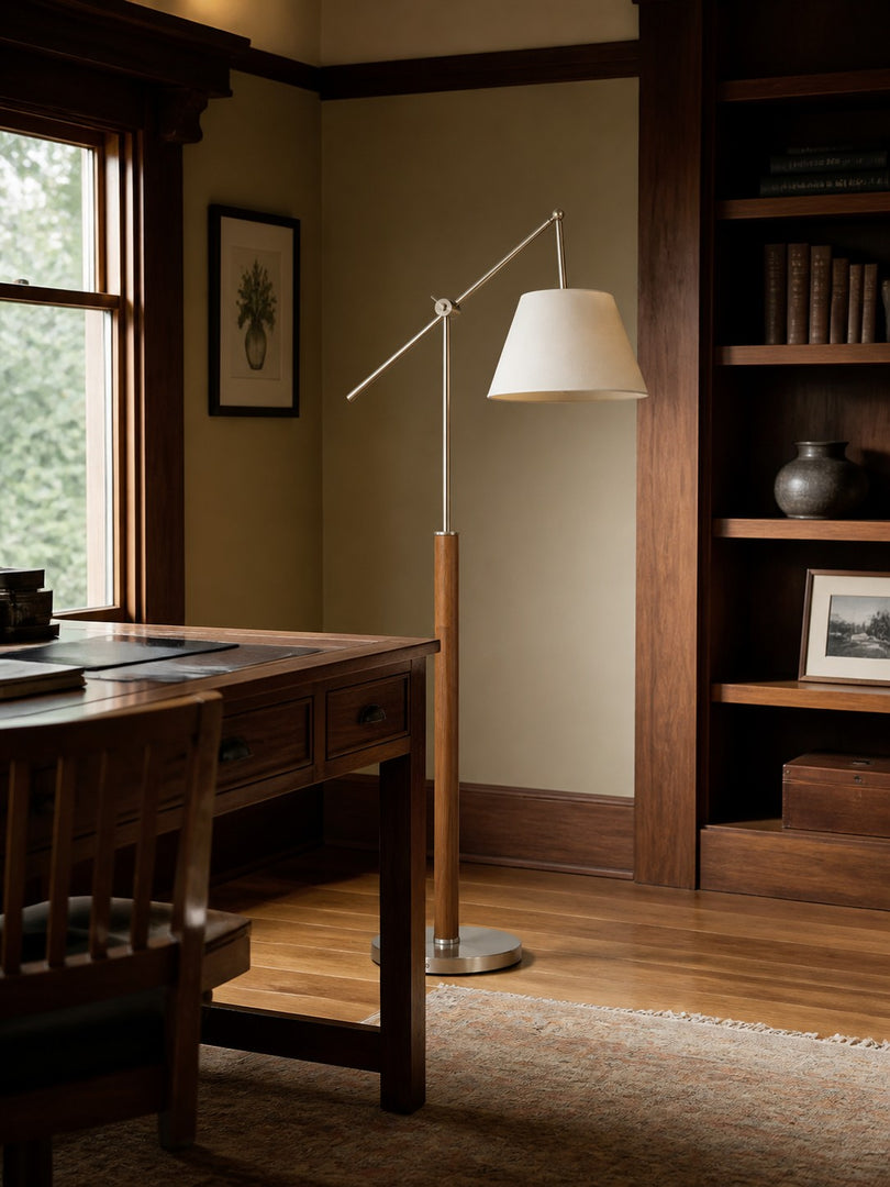 Vintage Schwenkarm Stoff Stehlampe