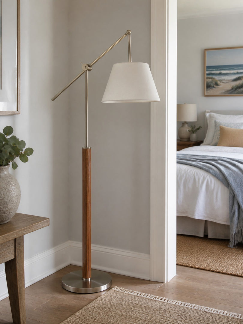Vintage Schwenkarm Stoff Stehlampe