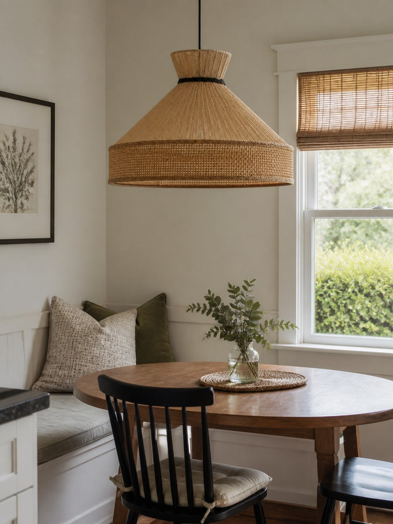 Woven Fabric Drum Pendant Light for Dining Room