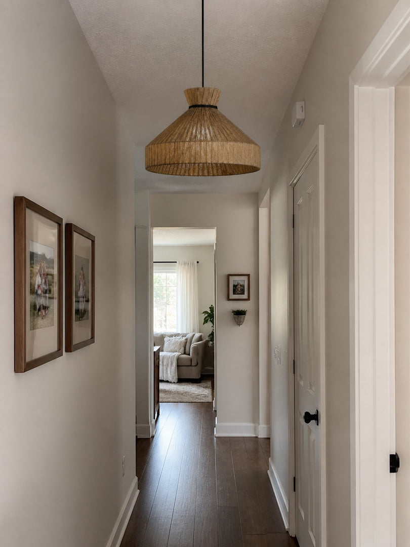 Woven Fabric Drum Pendant Light for Dining Room