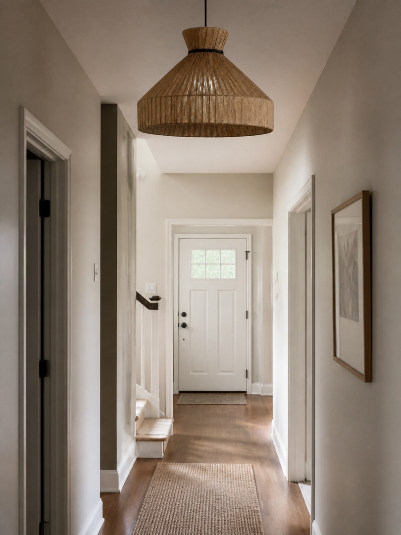 Woven Fabric Drum Pendant Light for Dining Room