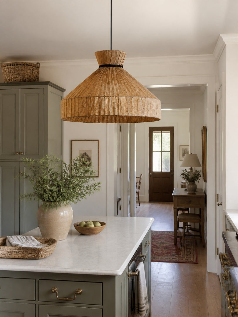 Woven Fabric Drum Pendant Light for Dining Room