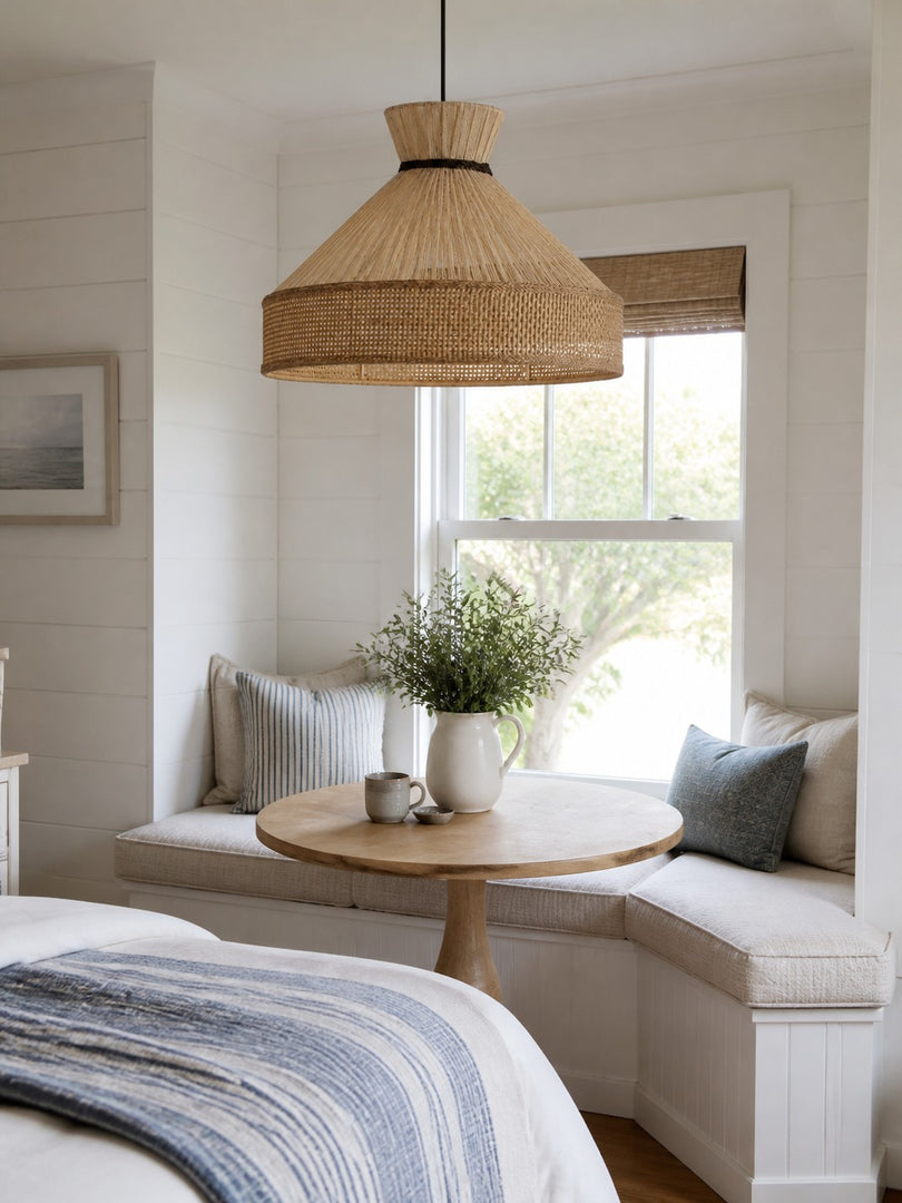 Woven Fabric Drum Pendant Light for Dining Room