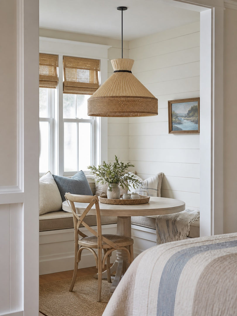 Woven Fabric Drum Pendant Light for Dining Room