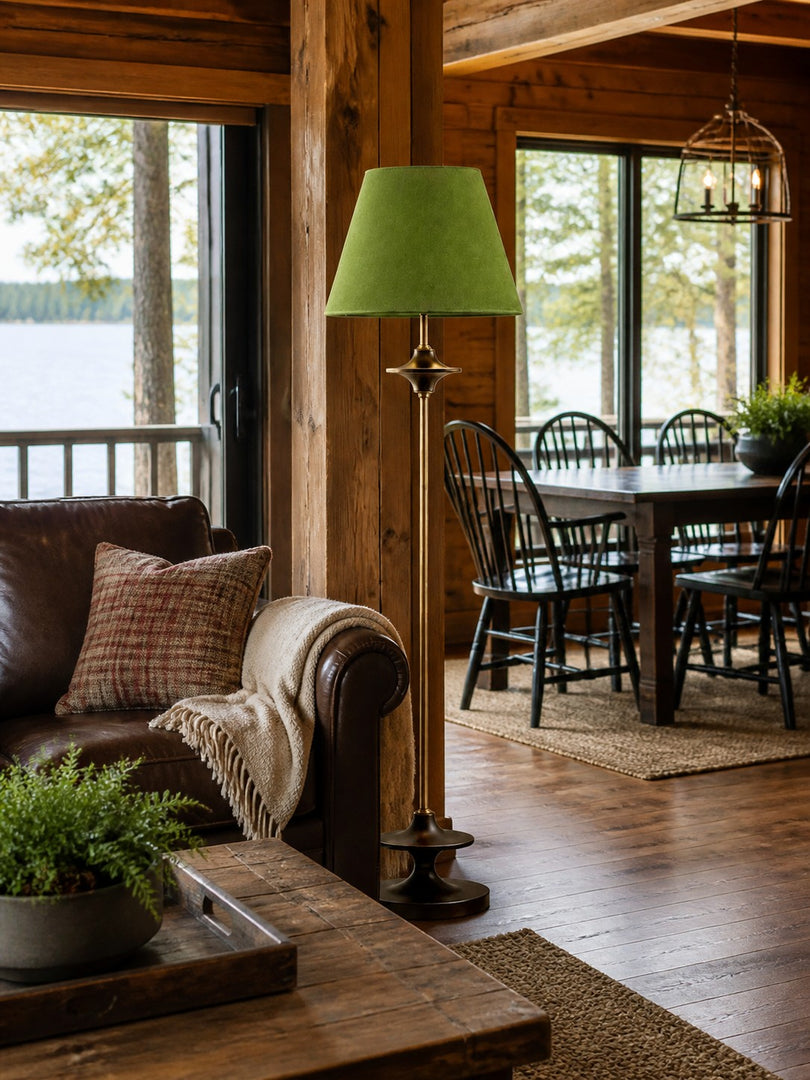 Vintage Stoffschirm Stehlampe