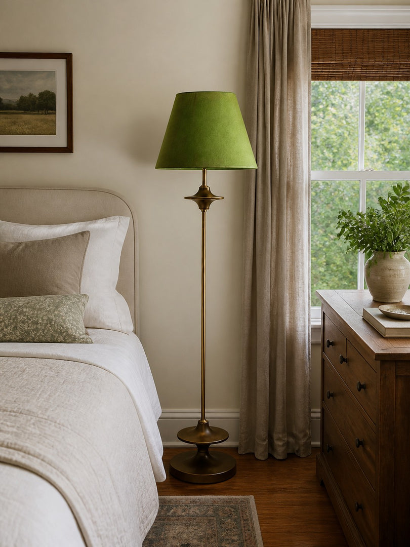 Vintage Stoffschirm Stehlampe