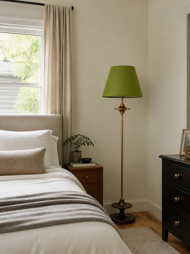 Vintage Stoffschirm Stehlampe