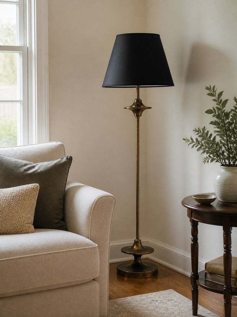 Vintage Stoffschirm Stehlampe