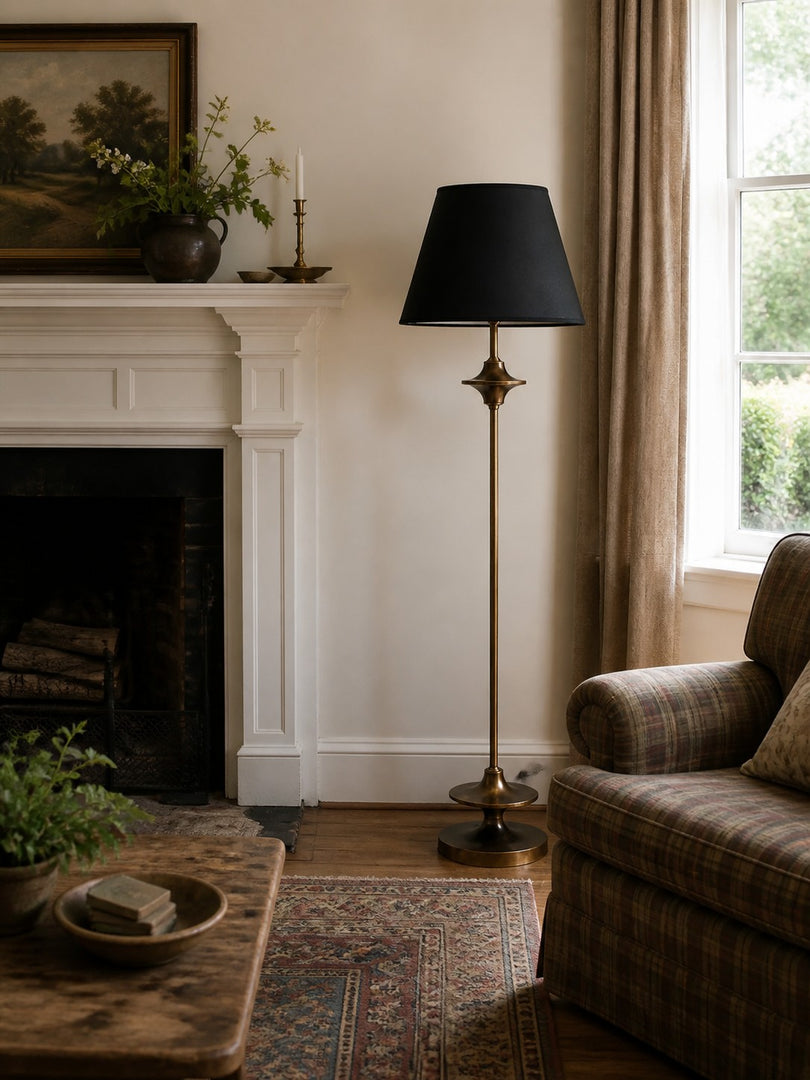 Vintage Stoffschirm Stehlampe
