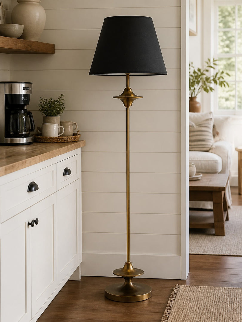 Vintage Stoffschirm Stehlampe