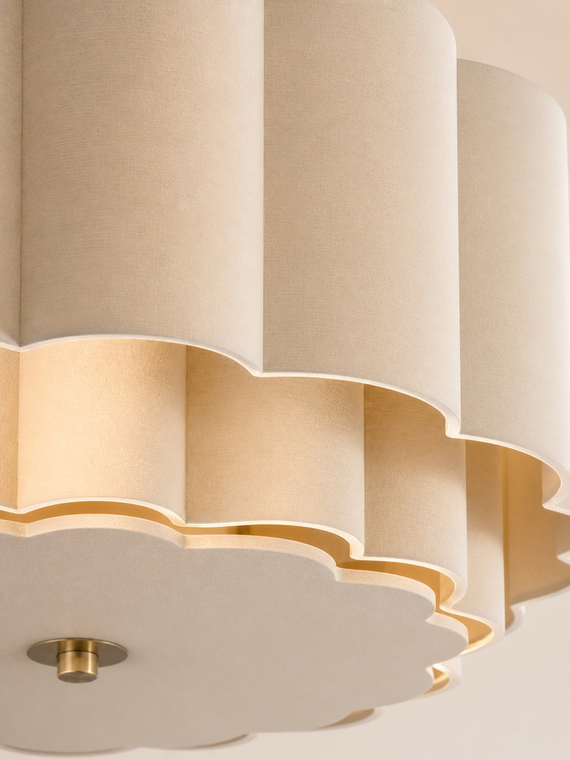 Velune Retro Fabric Flower Flush Mount - Vintage Style Ceiling Light for Dining and Hallways