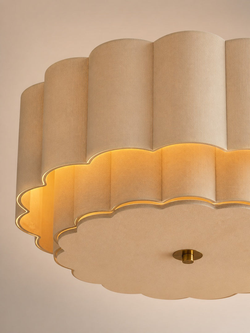 Velune Retro Fabric Flower Flush Mount - Vintage Style Ceiling Light for Dining and Hallways