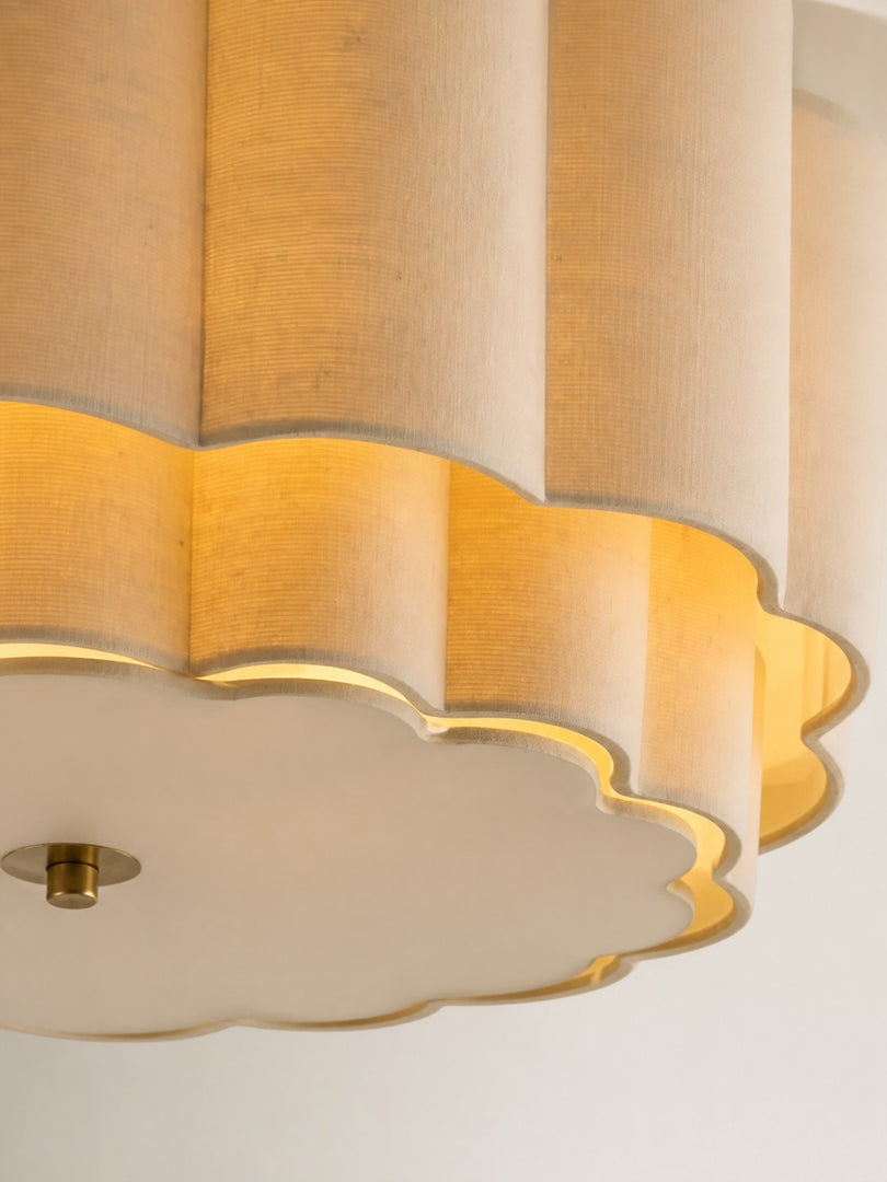 Velune Retro Fabric Flower Flush Mount - Vintage Style Ceiling Light for Dining and Hallways