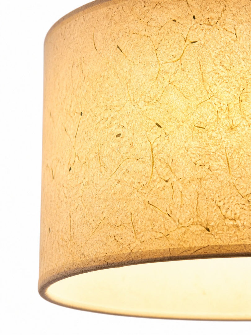 Lámpara de techo empotrada de papel de arroz natural con textura orgánica, pantalla cilíndrica semienrasada para dormitorio y salón
