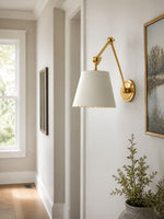 Load image into Gallery viewer, Foldray Scalloped Leather Drum Shade Wall Sconce – Modern Rustic Wall Light for Bedroom