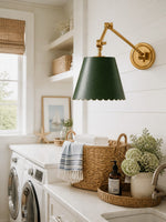 Load image into Gallery viewer, Foldray Scalloped Leather Drum Shade Wall Sconce – Modern Rustic Wall Light for Bedroom