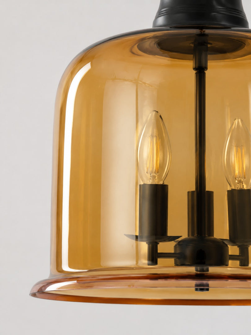 Vintage Glass Metal Pendant Light