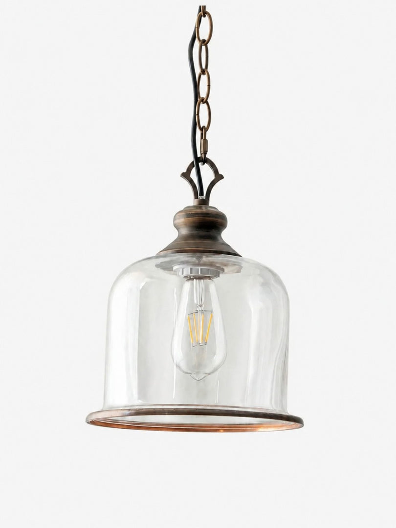 Vintage Glass Metal Pendant Light