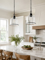 Load image into Gallery viewer, Vintage Glass Metal Pendant Light