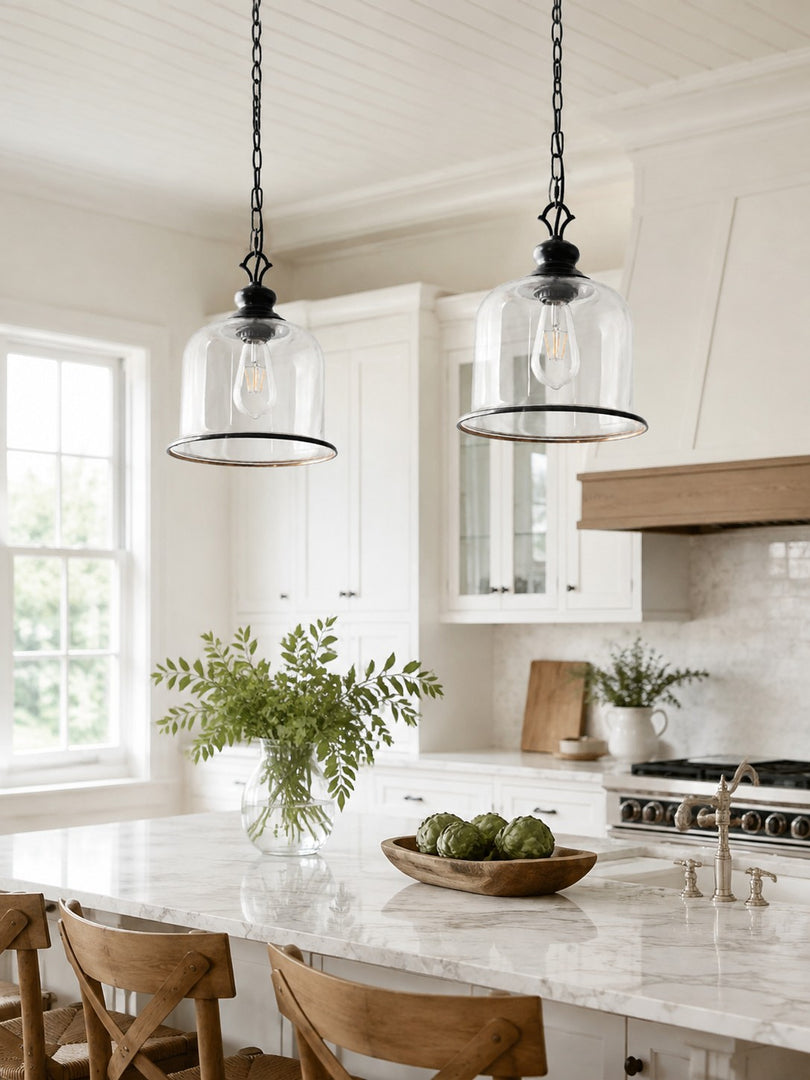 Vintage Glass Metal Pendant Light