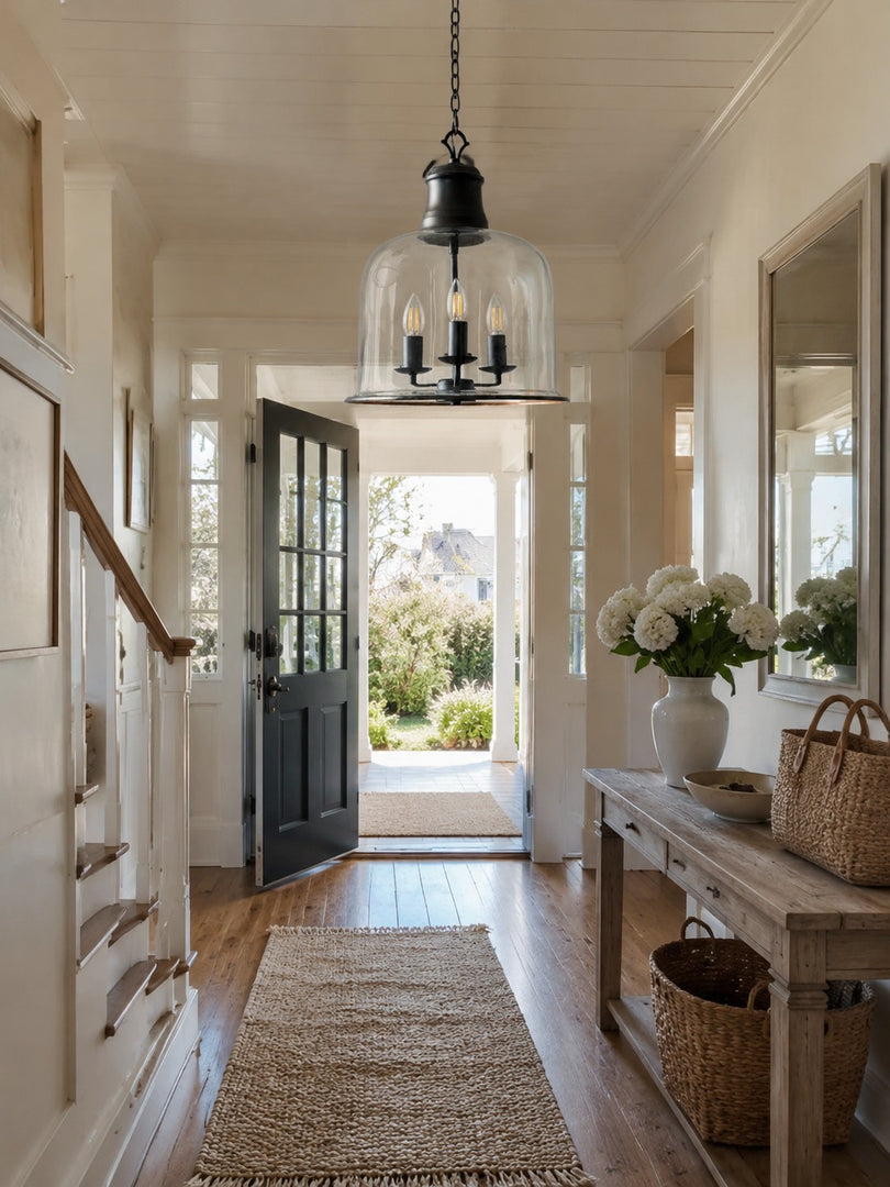 Vintage Glass Metal Pendant Light