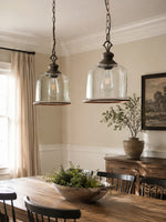 Load image into Gallery viewer, Vintage Glass Metal Pendant Light