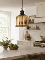 Load image into Gallery viewer, Vintage Glass Metal Pendant Light