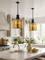 Load image into Gallery viewer, Vintage Glass Metal Pendant Light