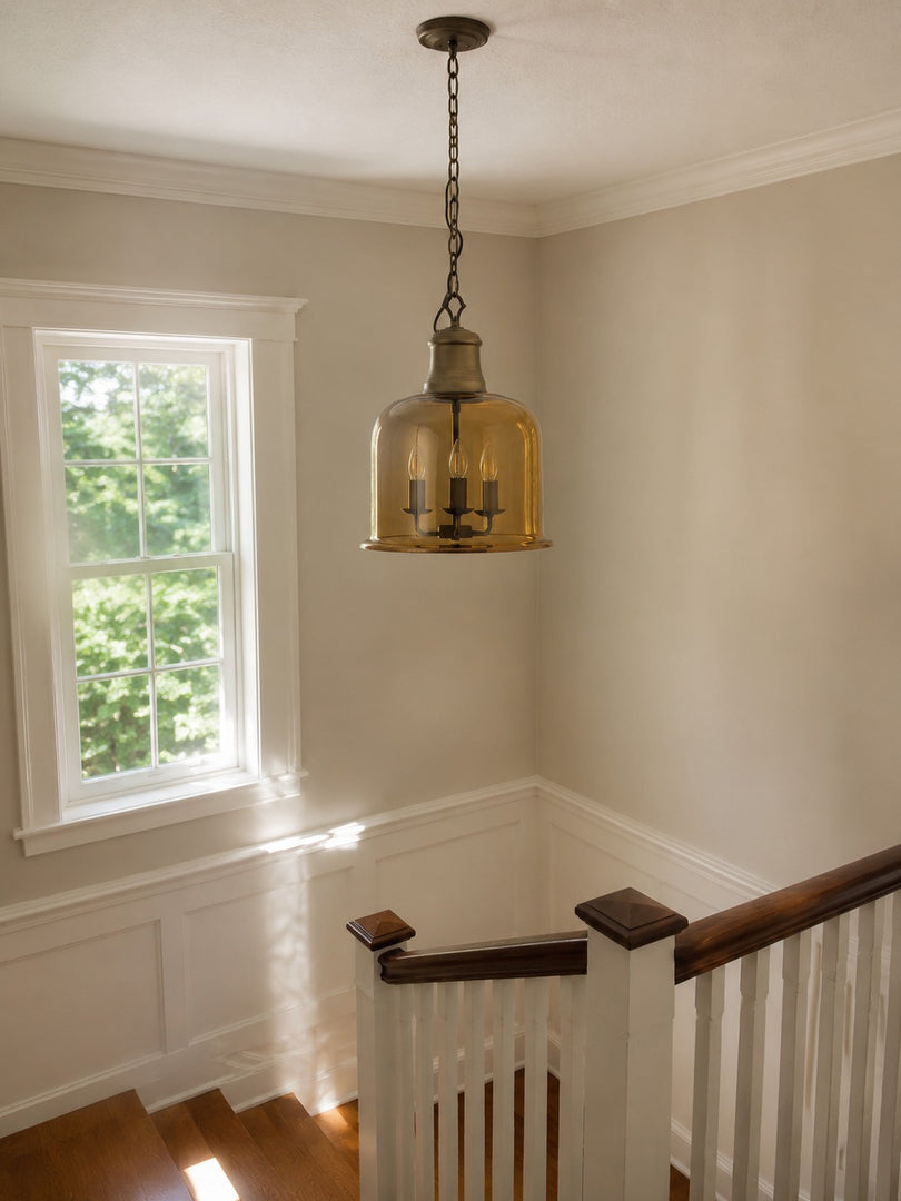 Vintage Glass Metal Pendant Light