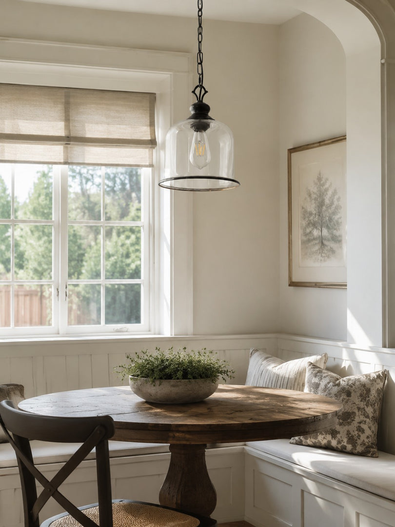 Vintage Glass Metal Pendant Light