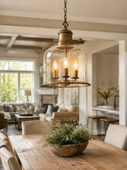 Vintage Glass Metal Pendant Light