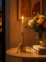 Kickra Sculptural Gold Leg Base Candle Holder - Dining and Living Decor
