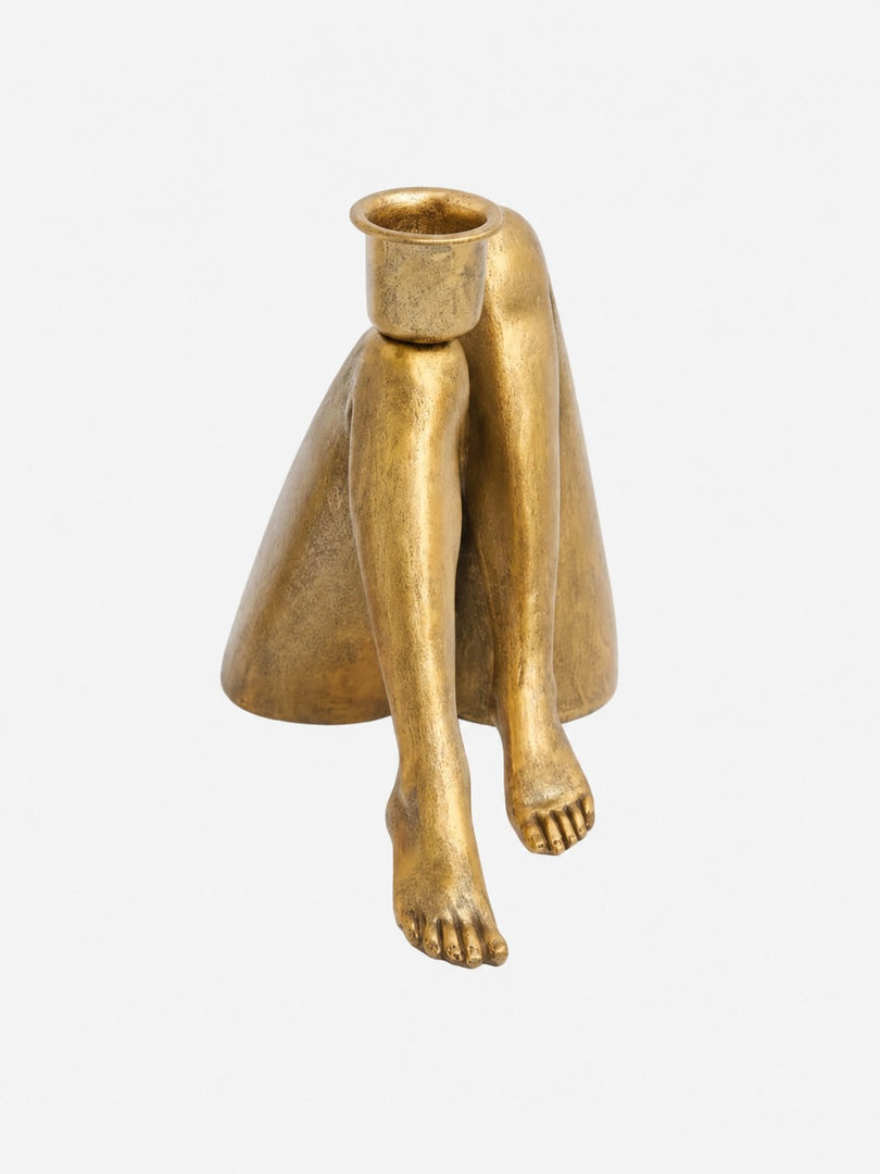 Kickra Sculptural Gold Leg Base Candle Holder - Dining and Living Decor