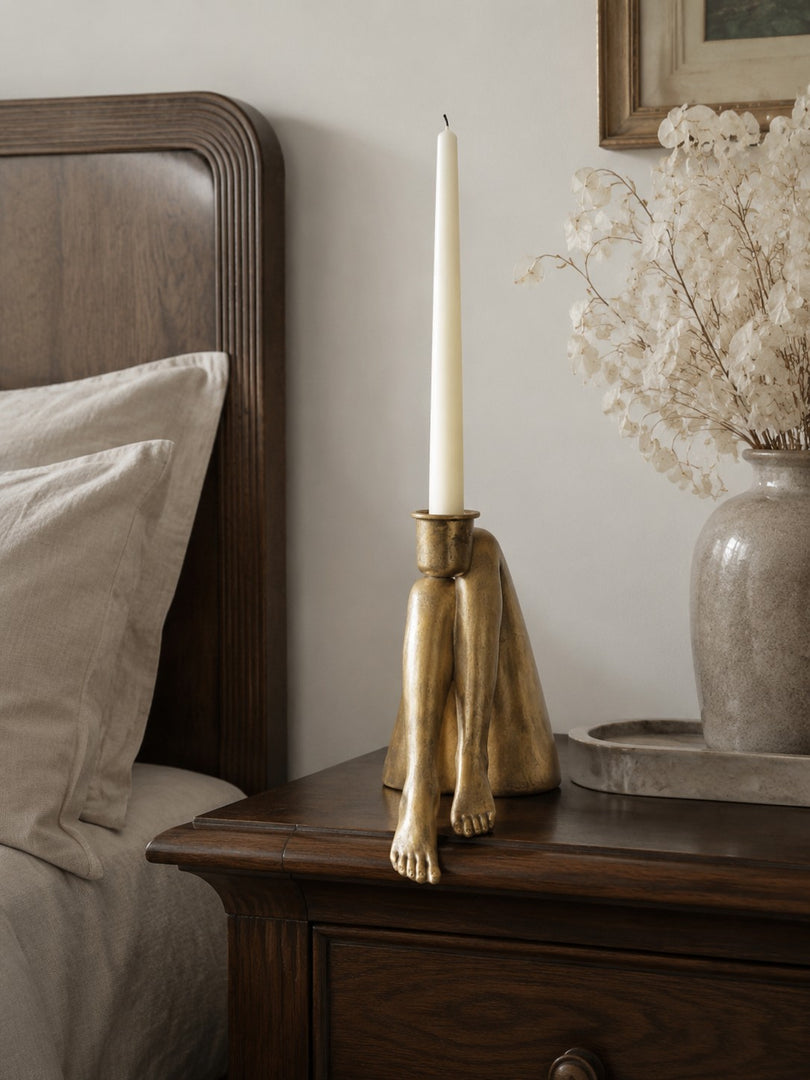 Kickra Sculptural Gold Leg Base Candle Holder - Dining and Living Decor