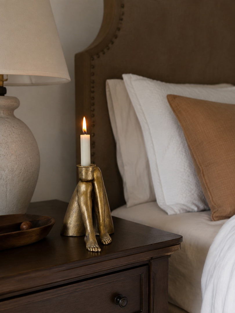 Kickra Sculptural Gold Leg Base Candle Holder - Dining and Living Decor
