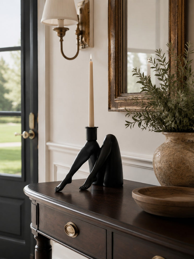 Kickra Sculptural Gold Leg Base Candle Holder - Dining and Living Decor