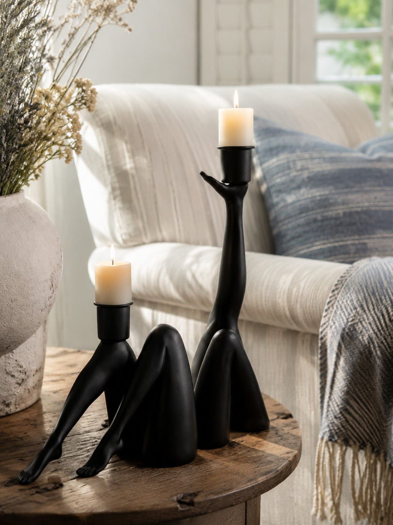 Kickra Sculptural Gold Leg Base Candle Holder - Dining and Living Decor