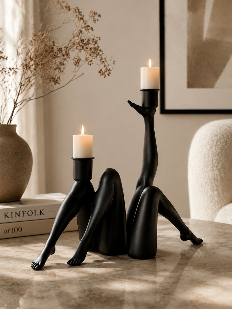 Kickra Sculptural Gold Leg Base Candle Holder - Dining and Living Decor