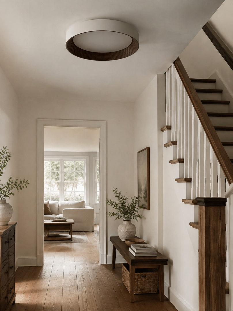 Plafonnier rond minimaliste Crelina - Luminaire fin et discret, idéal pour les chambres ou les appartements