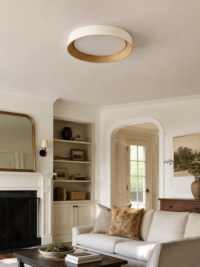 Plafonnier rond minimaliste Crelina - Luminaire fin et discret, idéal pour les chambres ou les appartements