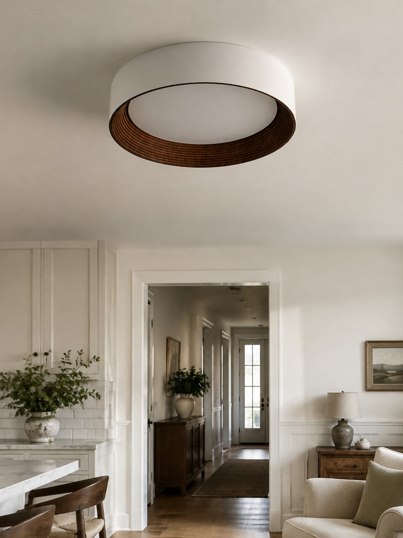 Plafonnier rond minimaliste Crelina - Luminaire fin et discret, idéal pour les chambres ou les appartements