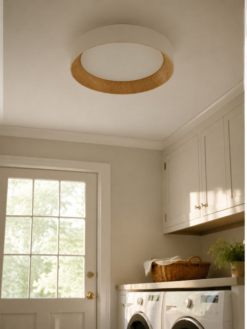 Plafonnier rond minimaliste Crelina - Luminaire fin et discret, idéal pour les chambres ou les appartements