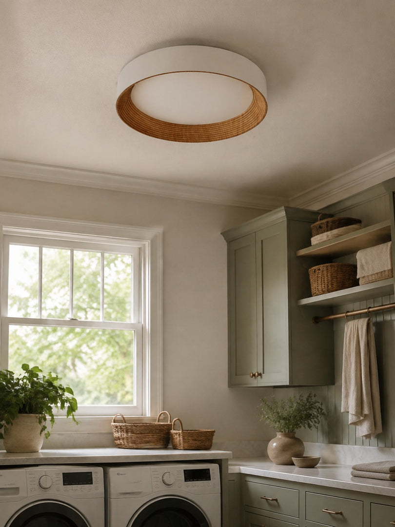 Plafonnier rond minimaliste Crelina - Luminaire fin et discret, idéal pour les chambres ou les appartements